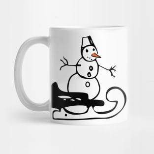 Snowman on sled Mug